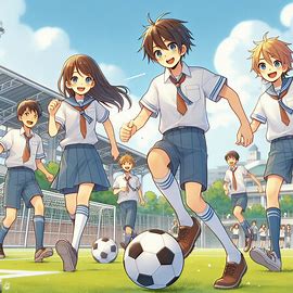 サッカーをしている中学生